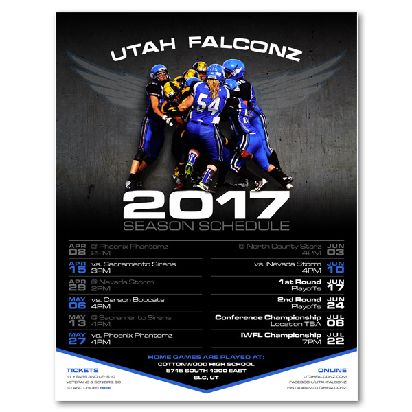 Utah Falconz Football Schedule Poster Design